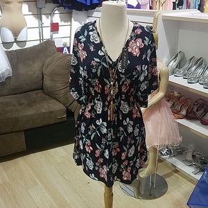 Floral print long shirt